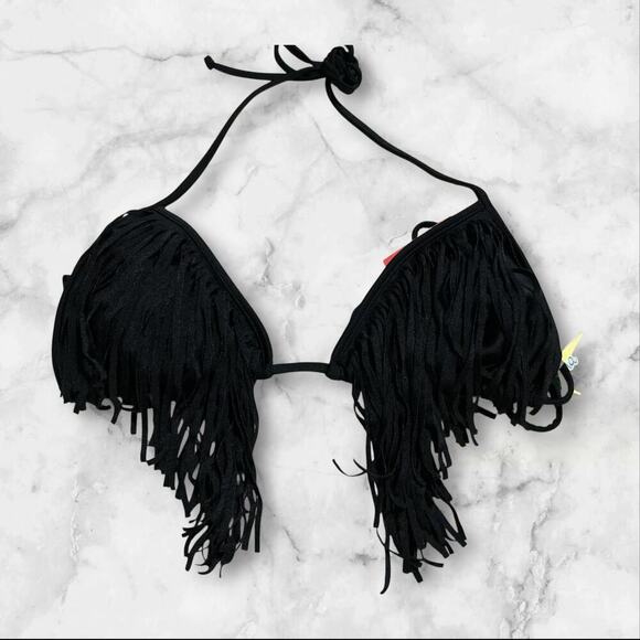Luli Fama Black Fringe Bikini Top - Size Small NWT - Picture 5 of 10